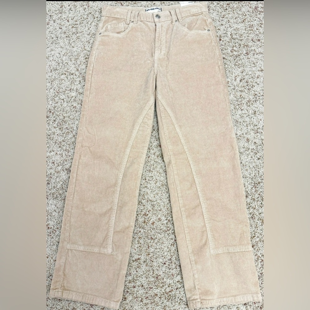 Women's Free People Tan Corduroy Pants Risk Taker HIGH RISE Straight Leg 28